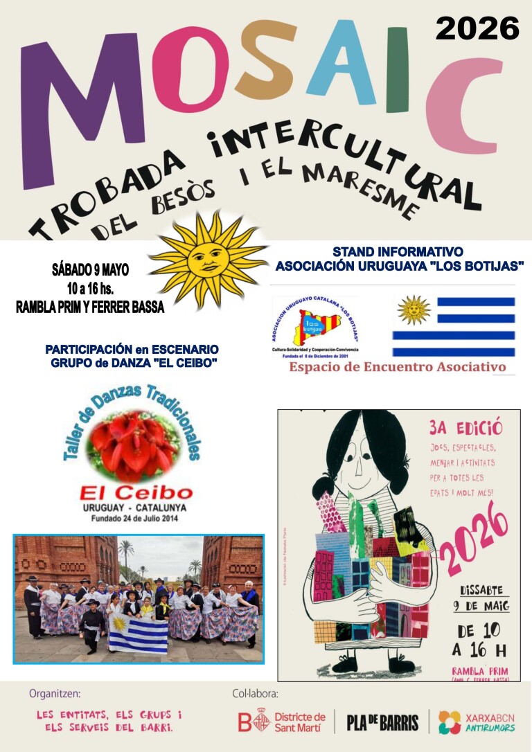 Invitación a participar: Actividades de la comunidad uruguaya en el Mosaic Intercultural y las Festes de Navas