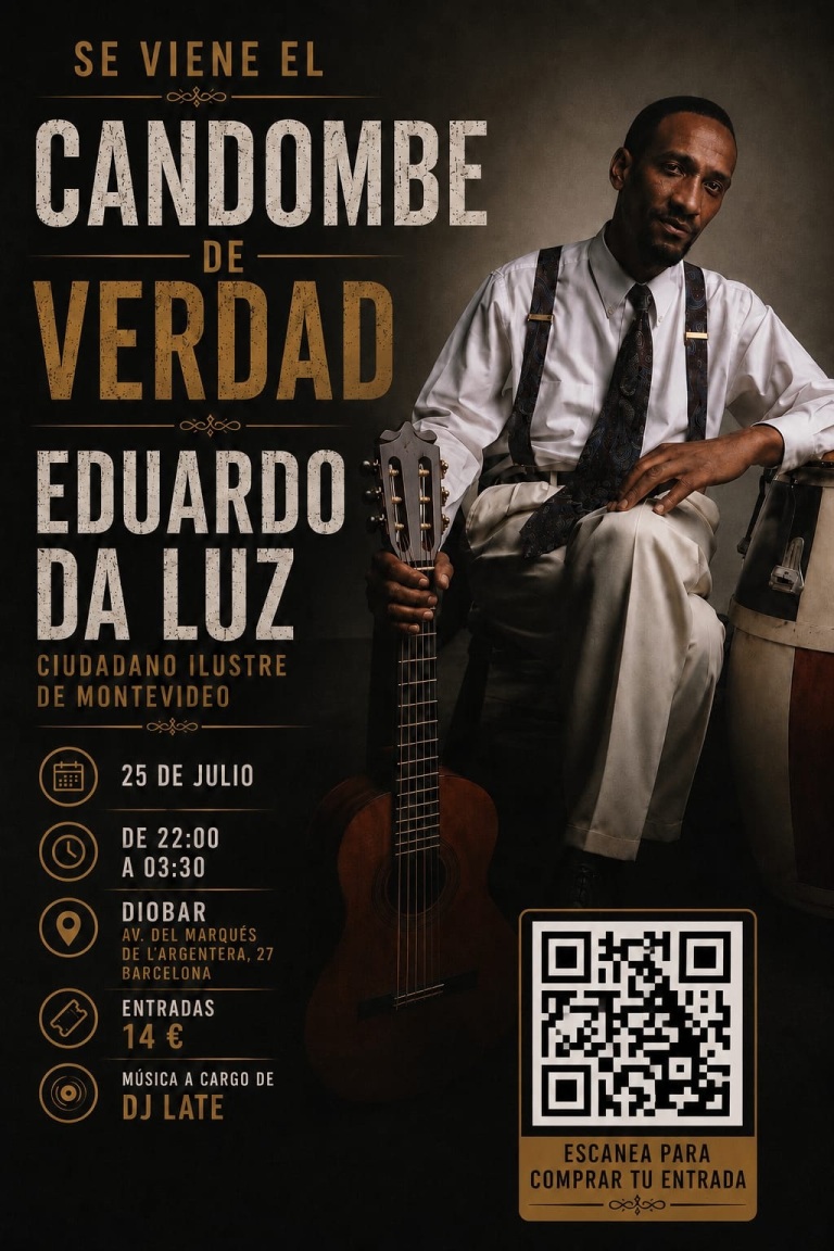 Difusión cultural: «Candombe de Verdad» con Eduardo da Luz en Barcelona