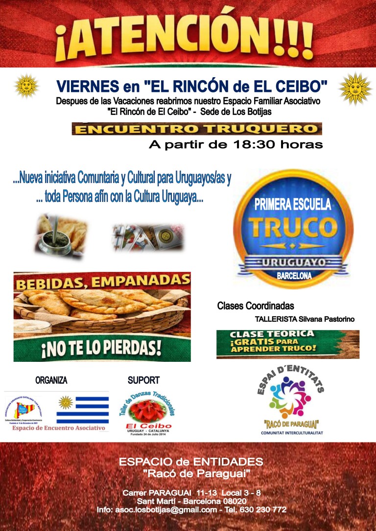 Reapertura de «El Rincón de El Ceibo» e Inauguración de la Primera Escuela de Truco Uruguayo en Barcelona